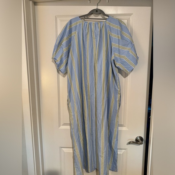 NEW Anthropologie Maeve Short Sleeve Crossover Midi Dress Stripe Blue XL NWT - Picture 6 of 10